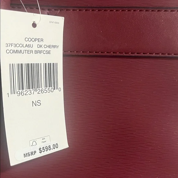 MK COOPER DARK CHERRY COMMUTER BRIEFCASE BAG RETAIL $598 NEW
